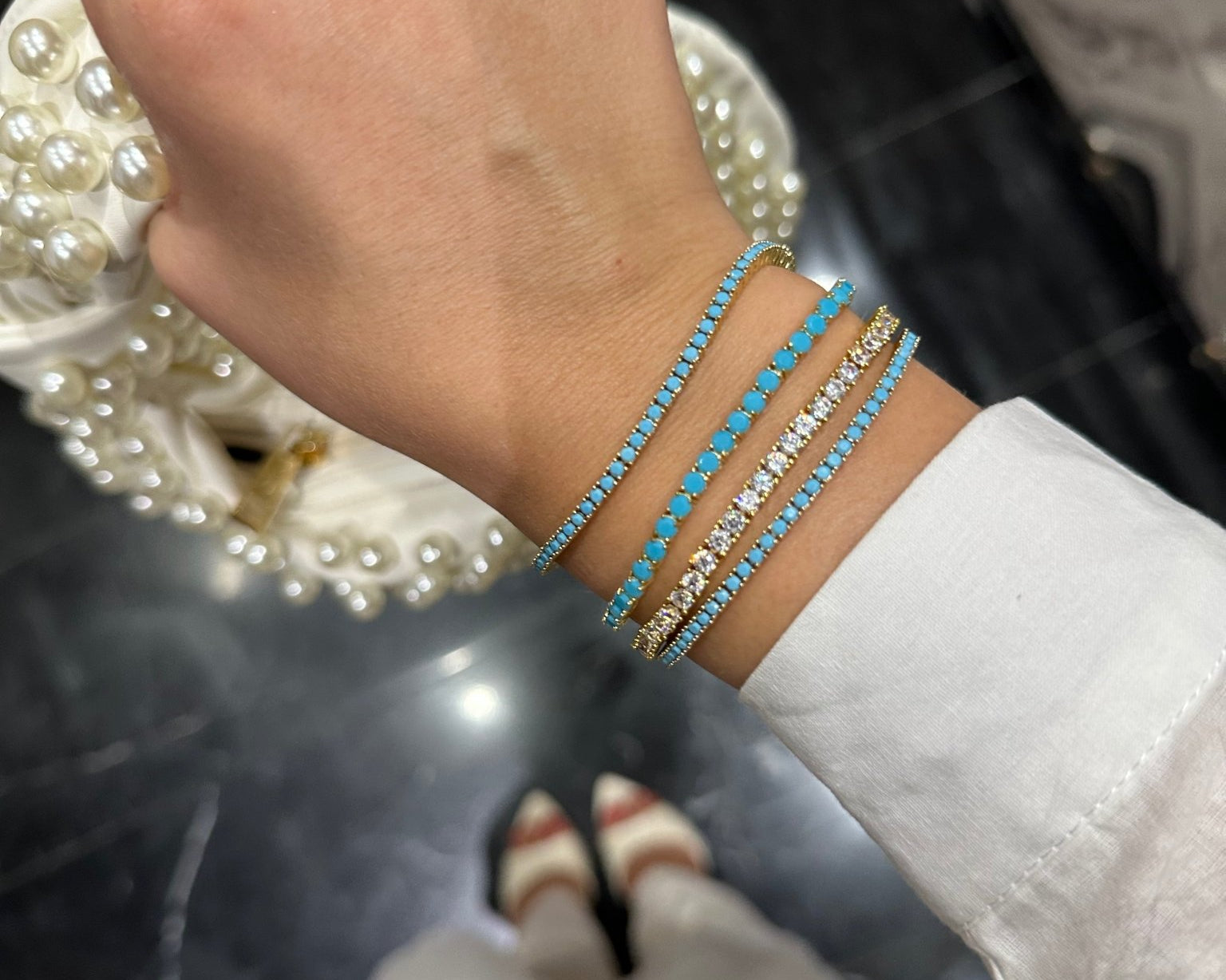 Mademoiselle Turquoise Tennis Bracelet 2mm - NOA Jewels - 
