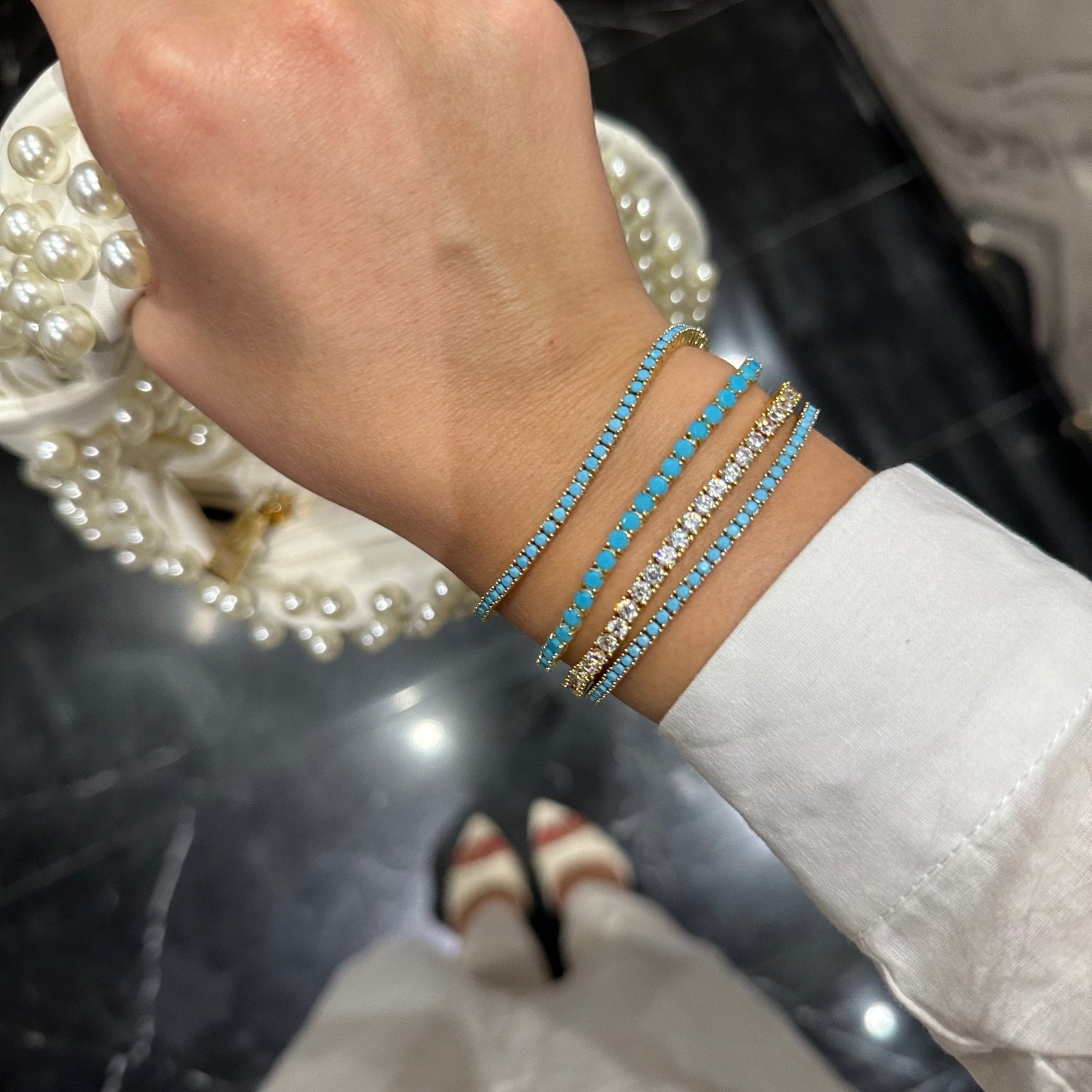 Mademoiselle Turquoise Tennis Bracelet 2mm - NOA Jewels - 
