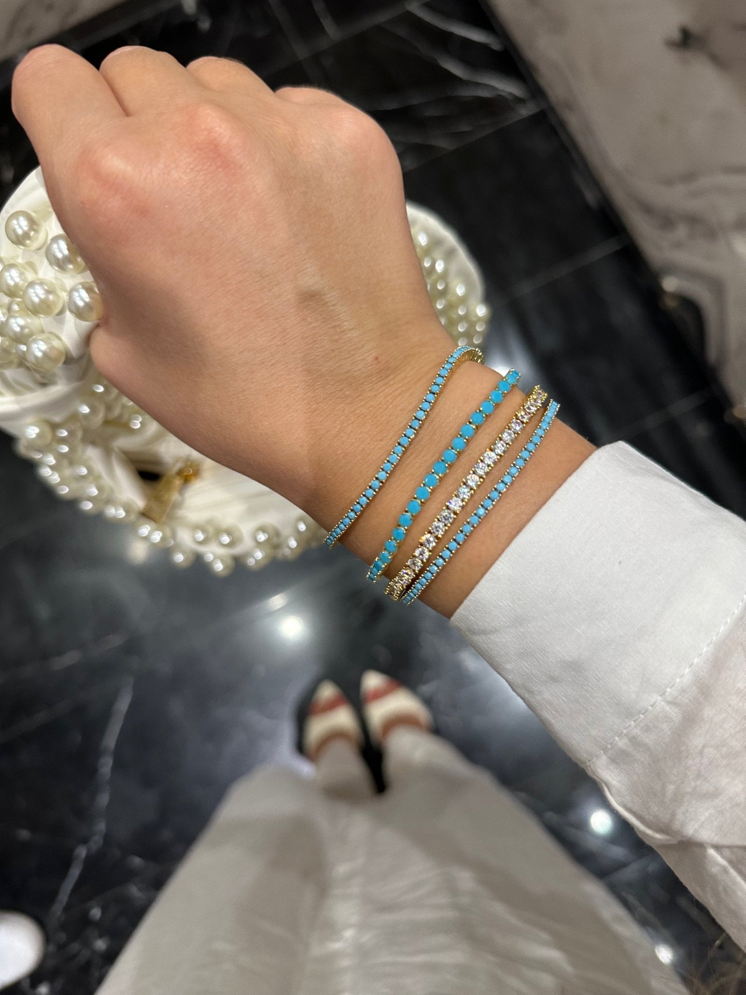 Mademoiselle Turquoise Tennis Bracelet 2mm - NOA Jewels - 