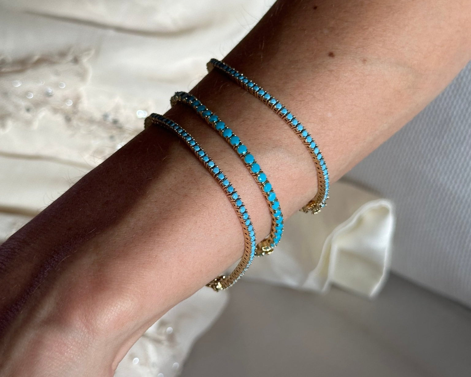 Mademoiselle Turquoise Tennis Bracelet 2mm - NOA Jewels - 