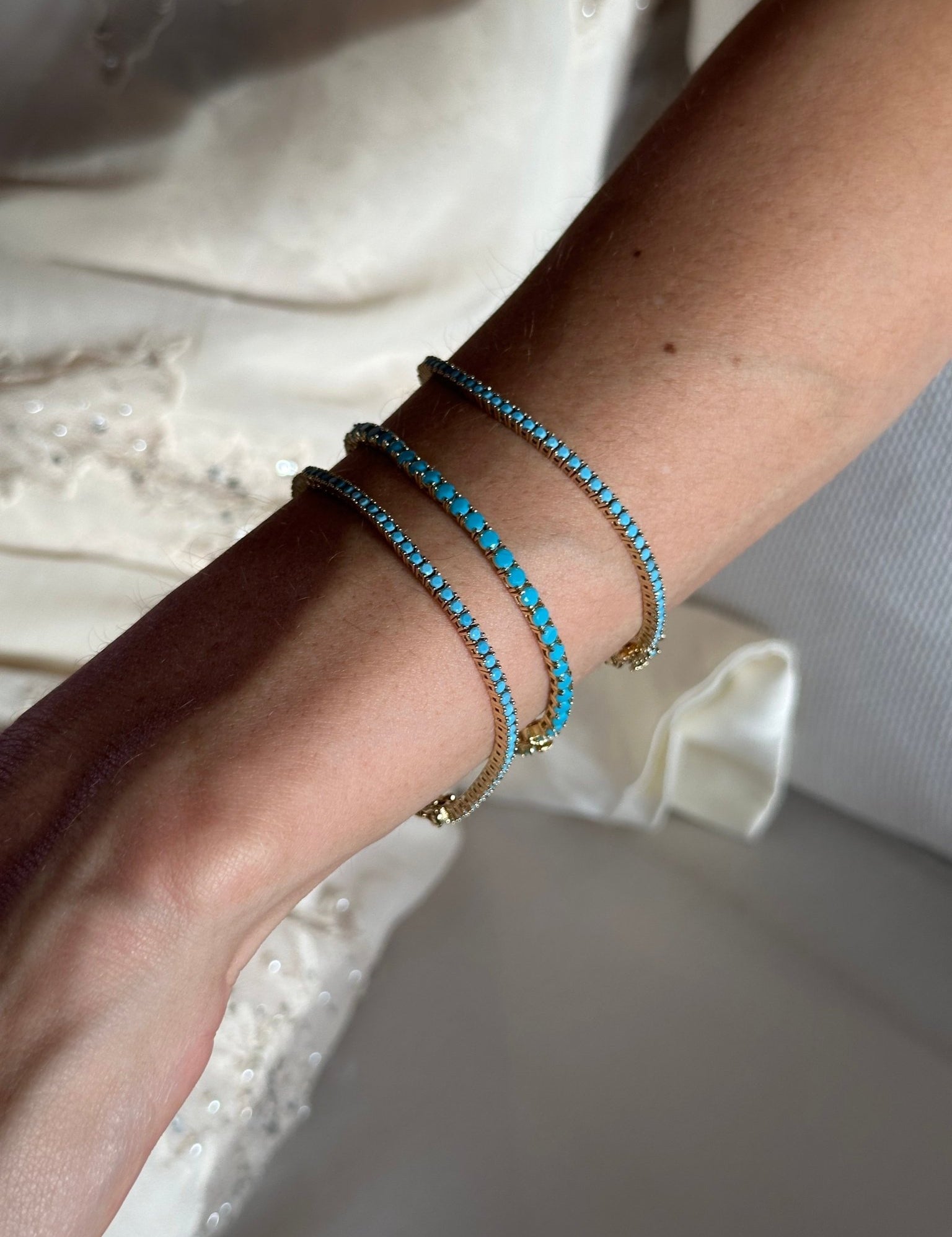 Mademoiselle Turquoise Tennis Bracelet 2mm - NOA Jewels - 