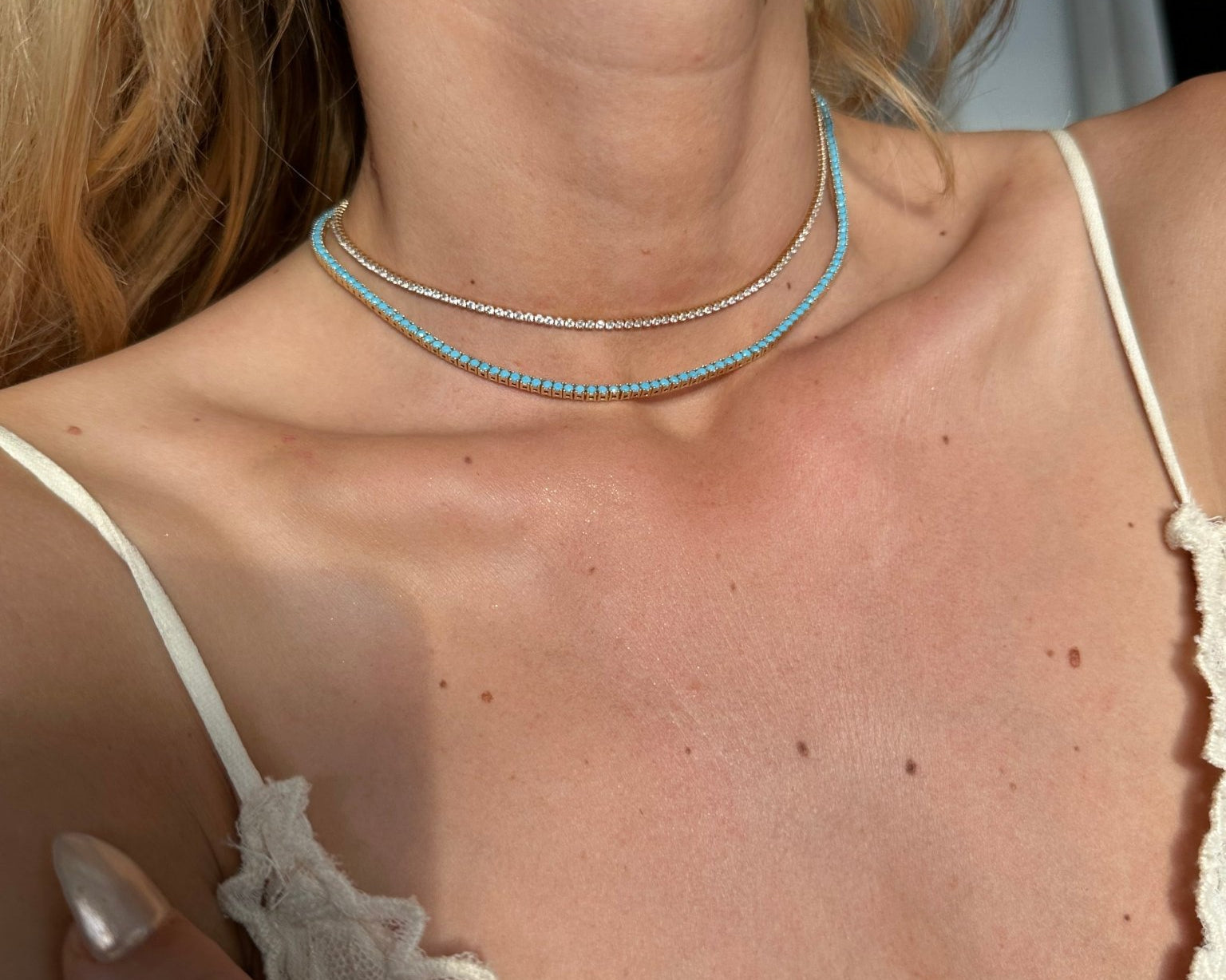 Mademoiselle Turquoise Tennis Necklace - NOA Jewels - 