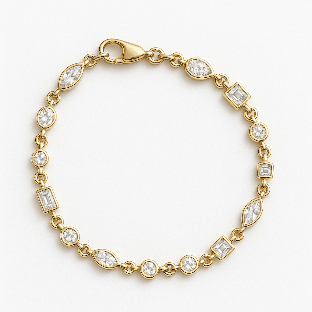 Mini Bezel Diamond Chain Bracelet - NOA Jewels - 