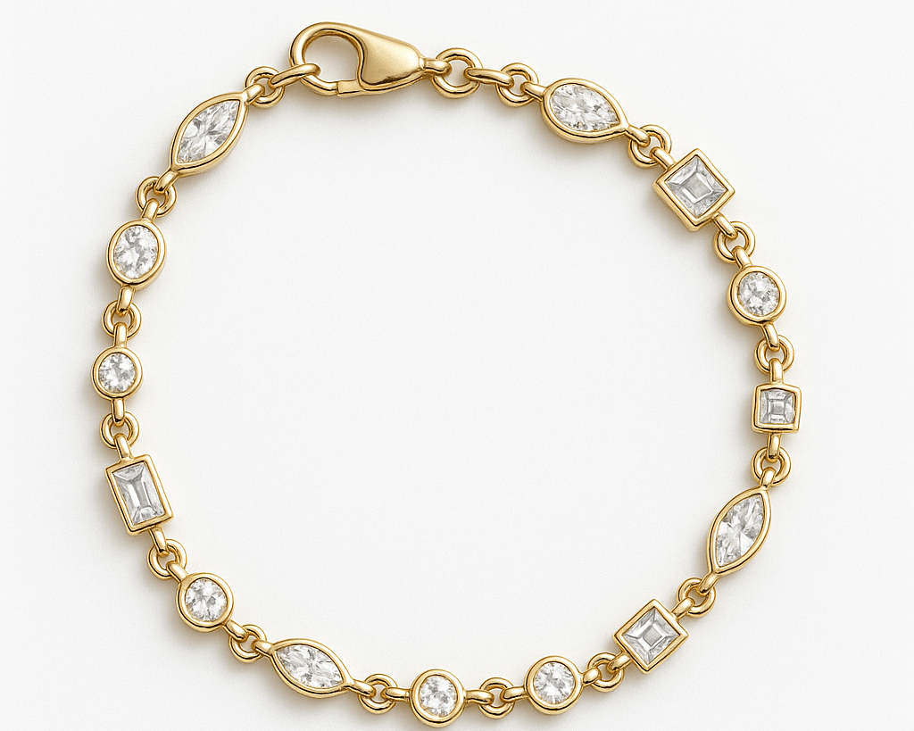Mini Bezel Diamond Chain Bracelet - NOA Jewels - 