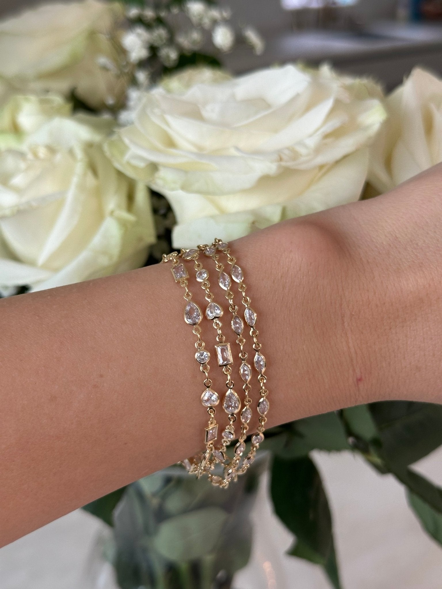 Mini Bezel Marquis Chain Bracelet - NOA Jewels - 