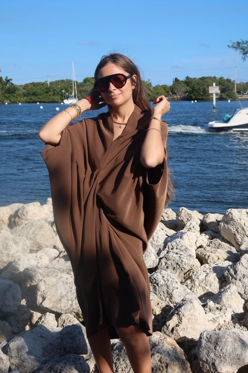 The Brown Drape Dress - NOA Jewels - 