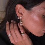 The Diamond Convertible - 2 - in - 1 Bezel Stud & Pear Cascade Back Drop Earrings - NOA Jewels - 