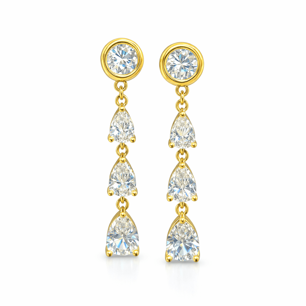 The Diamond Convertible - 2 - in - 1 Bezel Stud & Pear Cascade Back Drop Earrings - NOA Jewels - 
