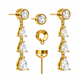 The Diamond Convertible - 2 - in - 1 Bezel Stud & Pear Cascade Back Drop Earrings - NOA Jewels - 