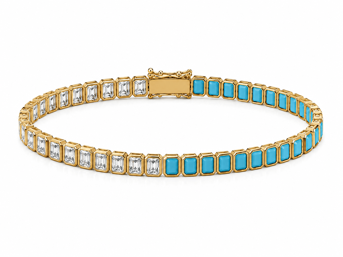 The Duchess Diamond & Turquoise Tennis Bracelet - NOA Jewels -