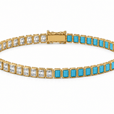The Duchess Diamond & Turquoise Tennis Bracelet - NOA Jewels -