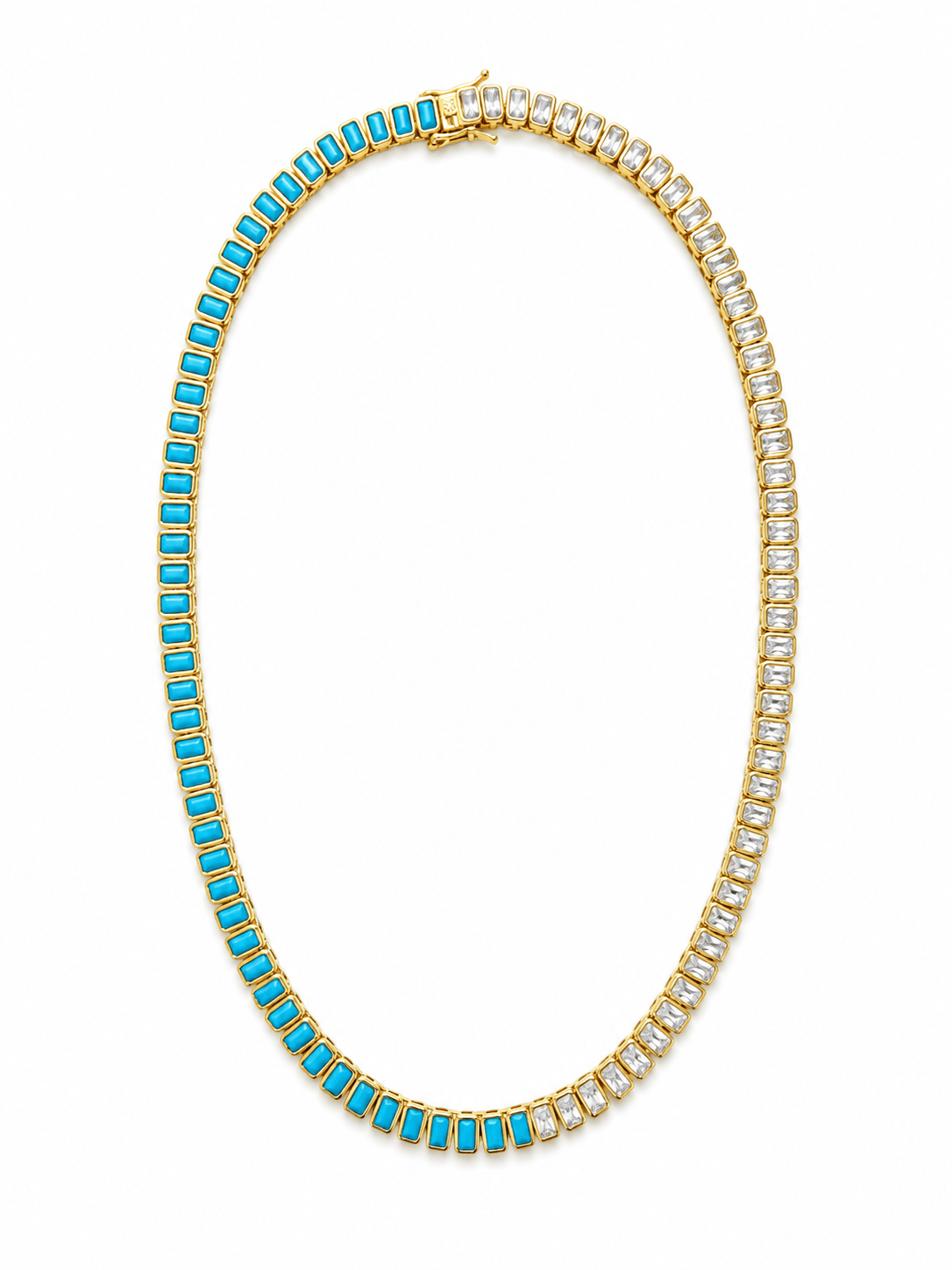 The Duchess Diamond & Turquoise Tennis Necklace - NOA Jewels -