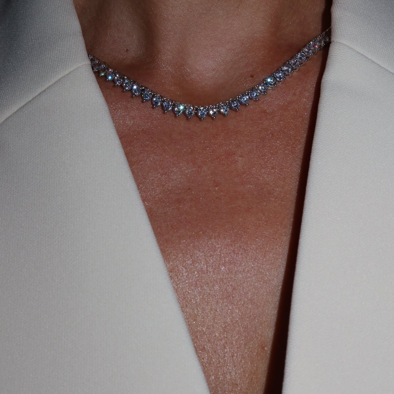 The Royal: Diamond 3 Prong Tennis Necklace - NOA Jewels - 