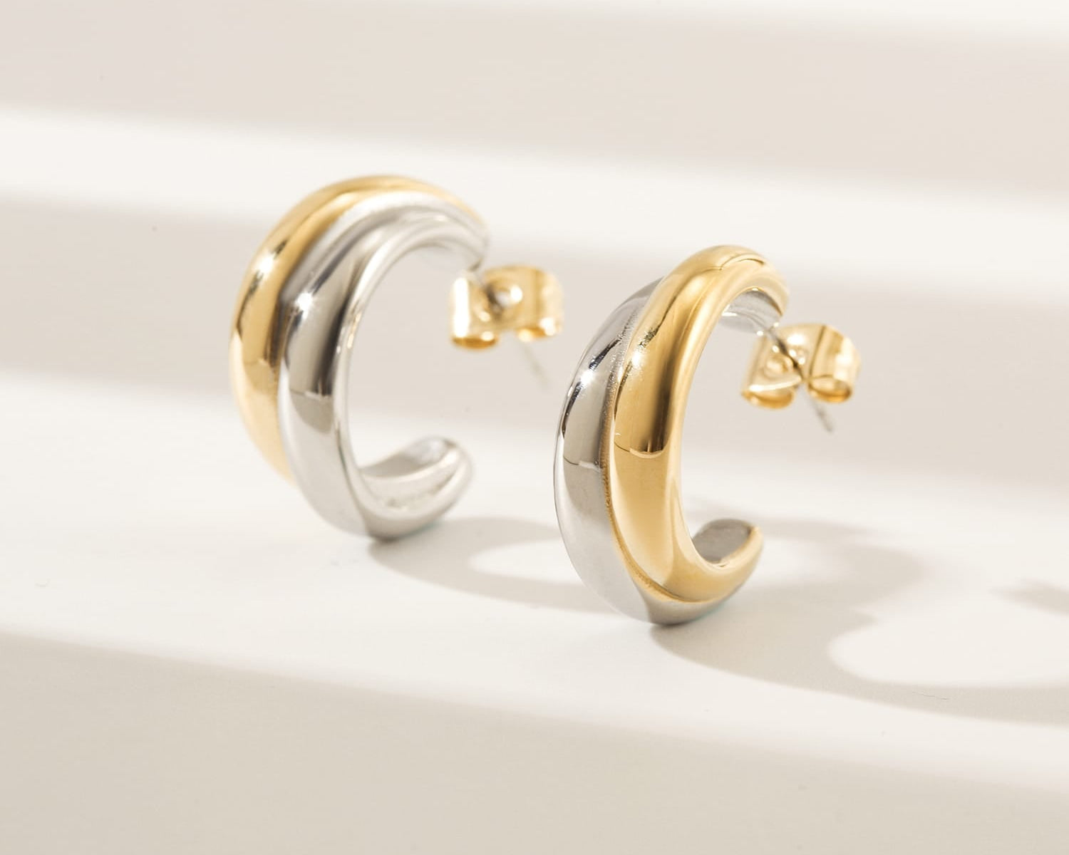 Two Tone Perfect Hoops - NOA Jewels - 