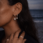 Valerie - Pear Diamond Stud Huggies - NOA Jewels - 