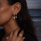 Valerie - Pear Diamond Stud Huggies - NOA Jewels - 