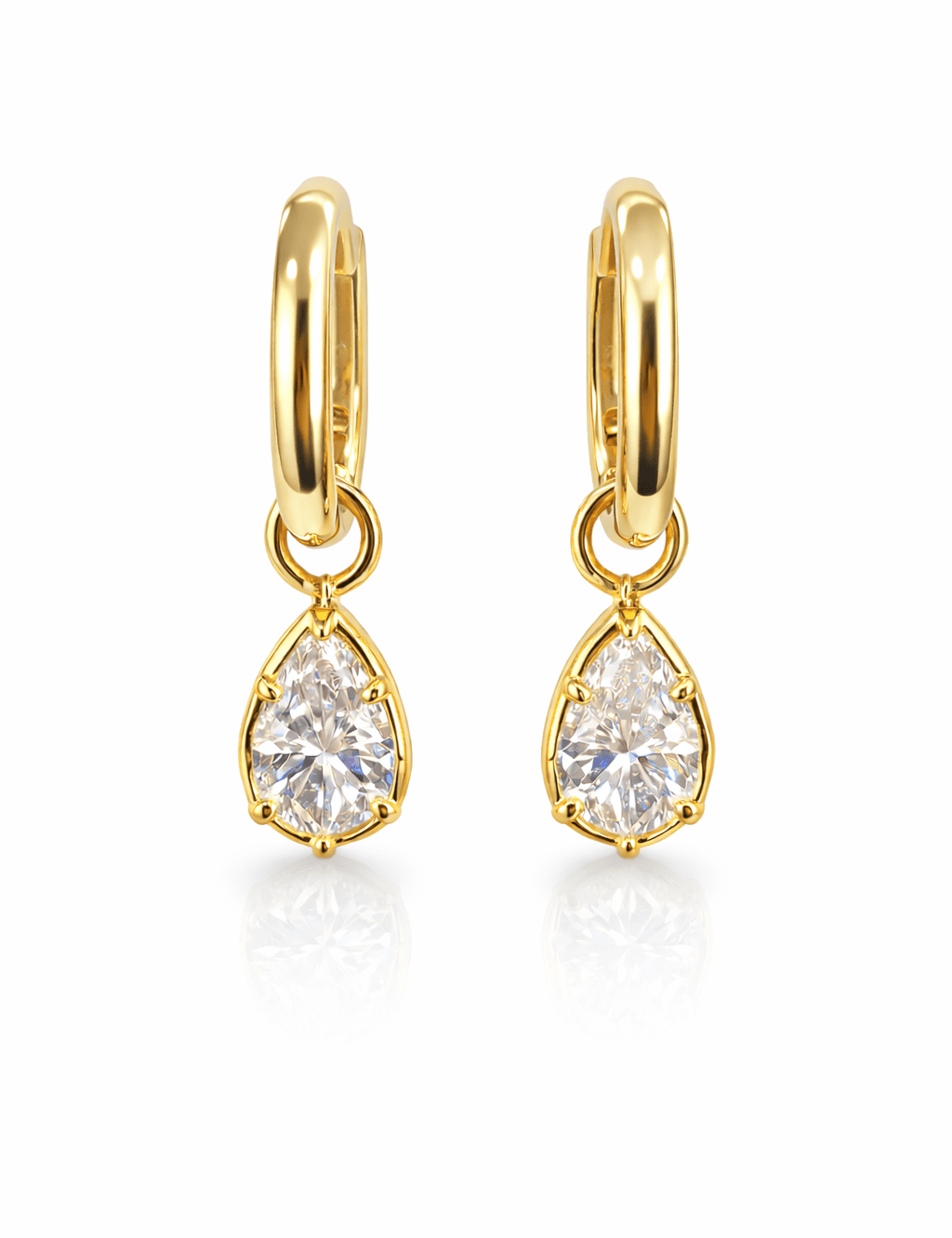 Valerie - Pear Diamond Stud Huggies - NOA Jewels - 