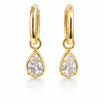Valerie - Pear Diamond Stud Huggies - NOA Jewels - 