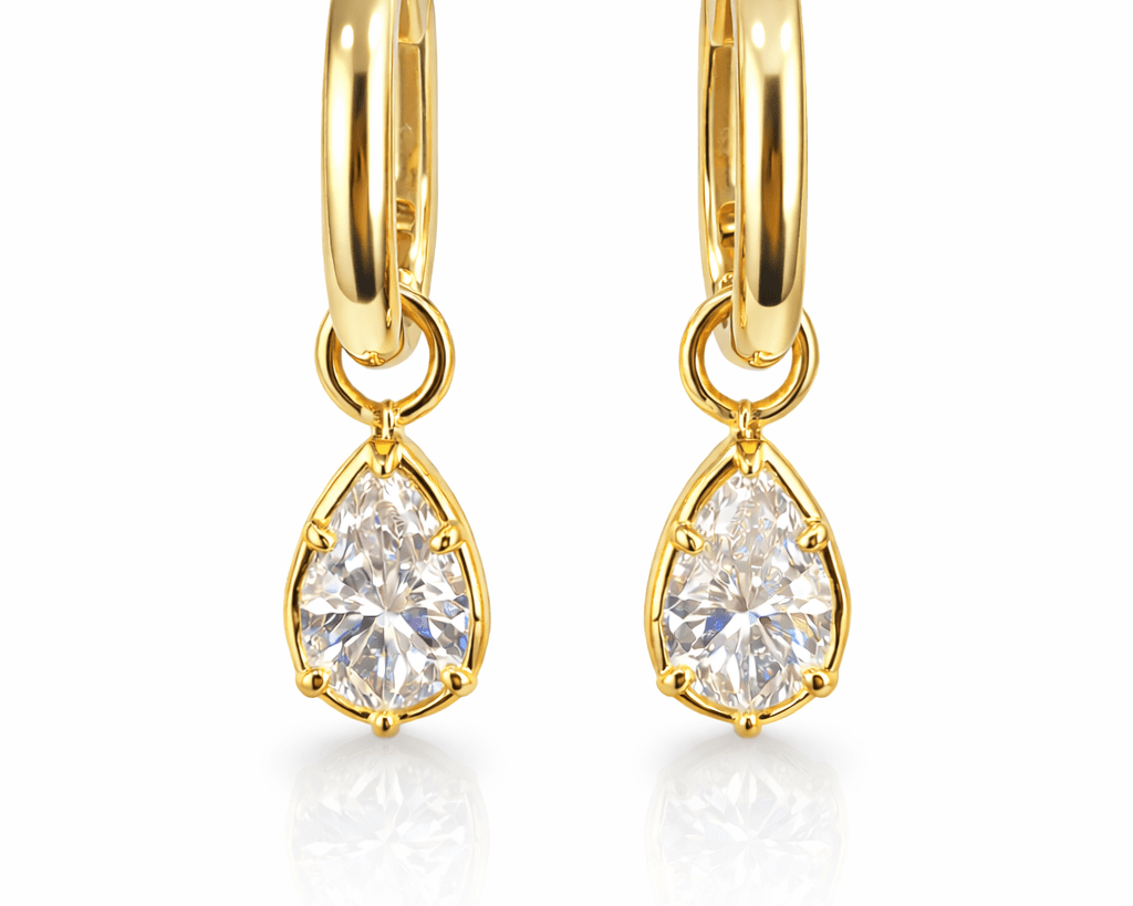 Valerie - Pear Diamond Stud Huggies - NOA Jewels - 