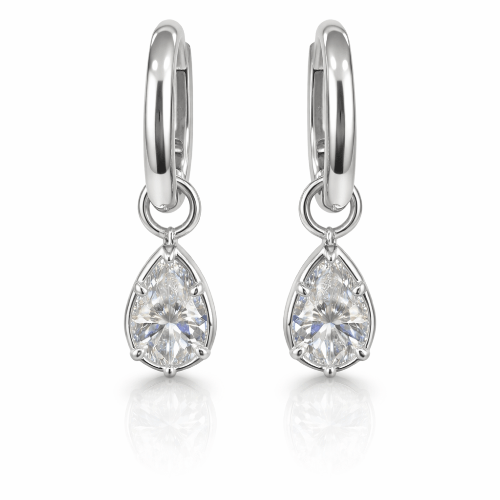 Valerie - Pear Diamond Stud Huggies - NOA Jewels - 