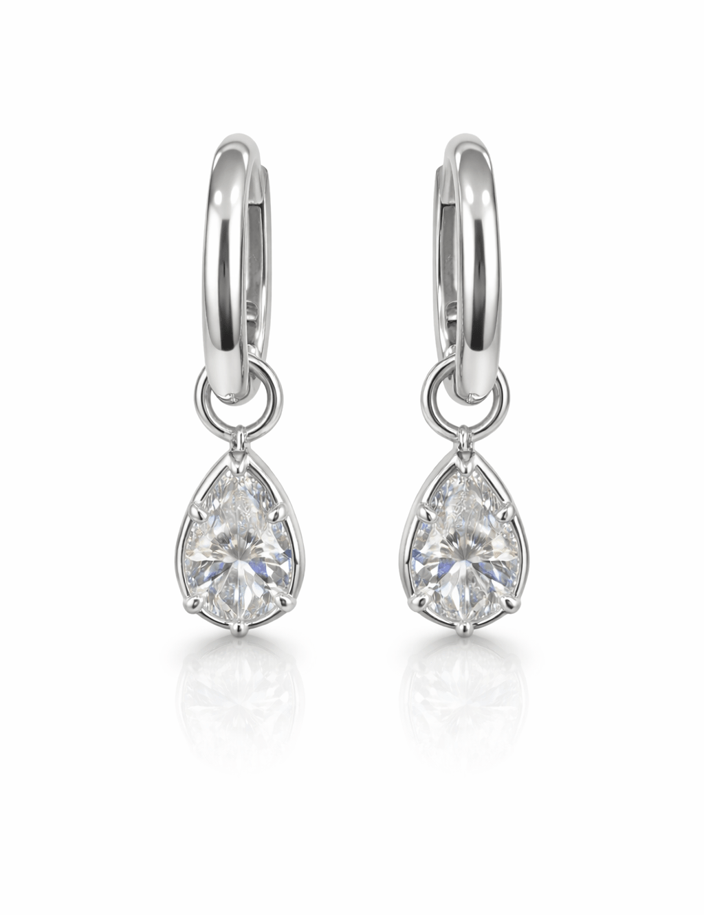 Valerie - Pear Diamond Stud Huggies - NOA Jewels - 
