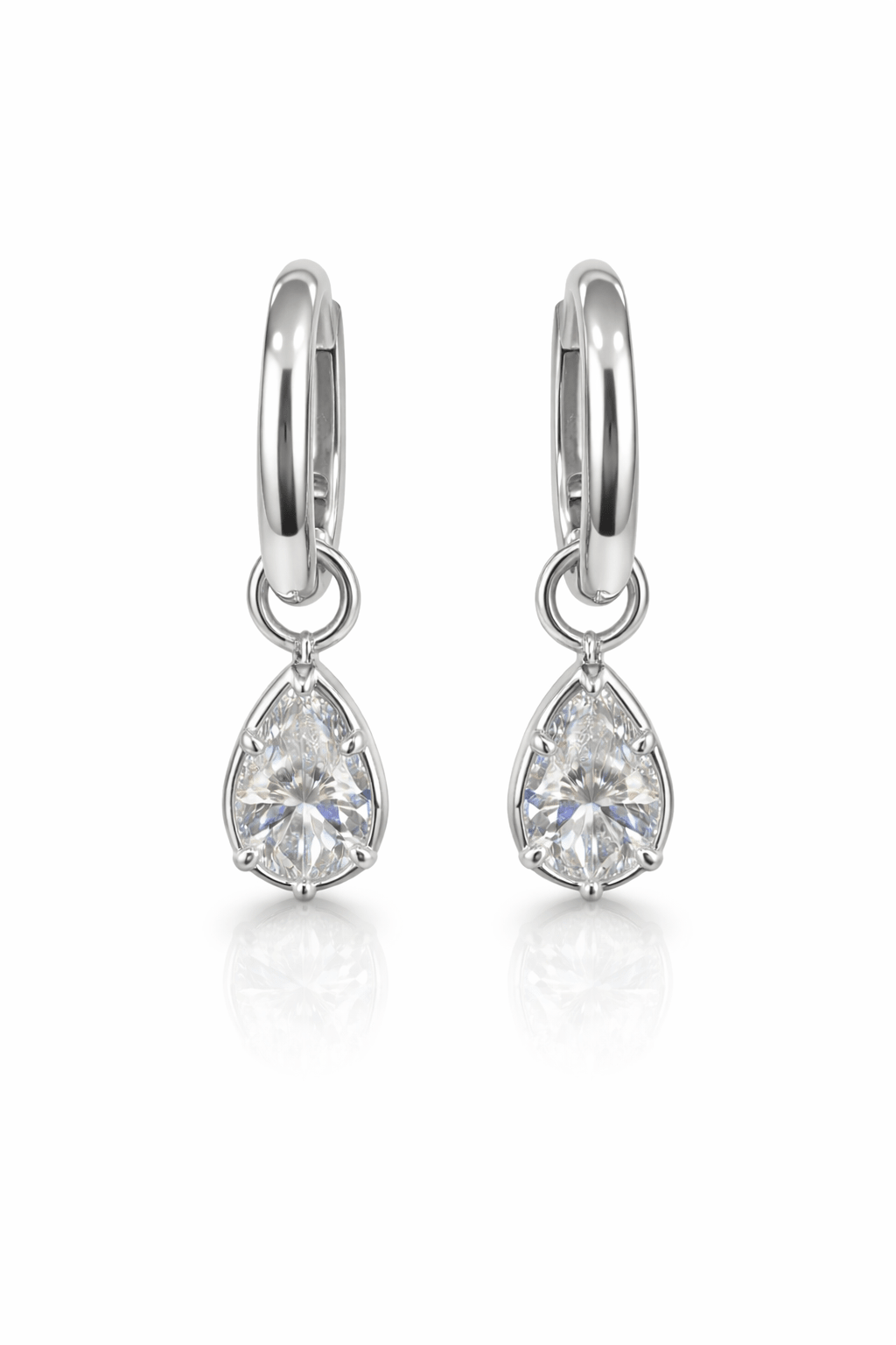 Valerie - Pear Diamond Stud Huggies - NOA Jewels - 