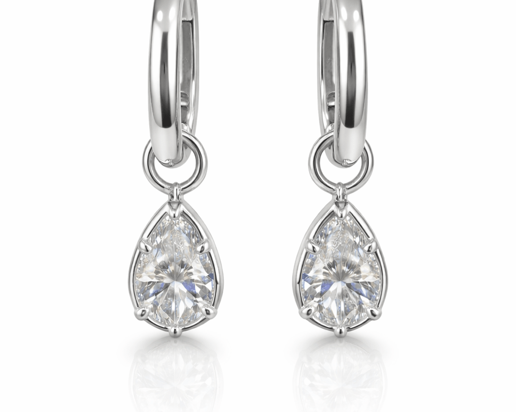 Valerie - Pear Diamond Stud Huggies - NOA Jewels - 