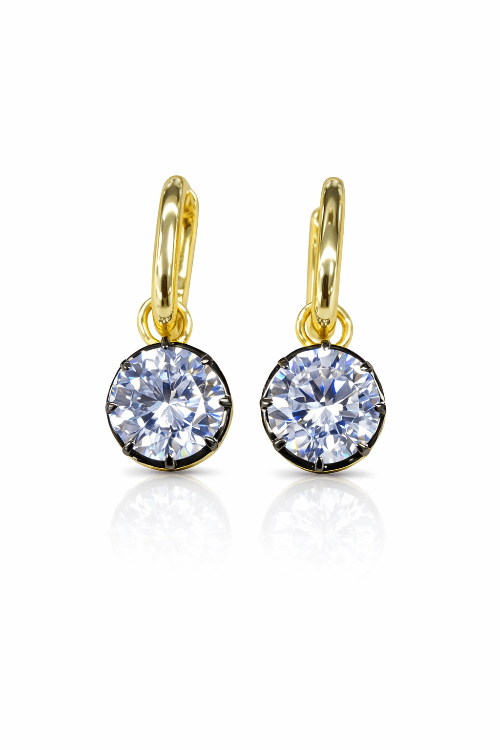 Valerie - Round Diamond Stud Huggie - NOA Jewels - 