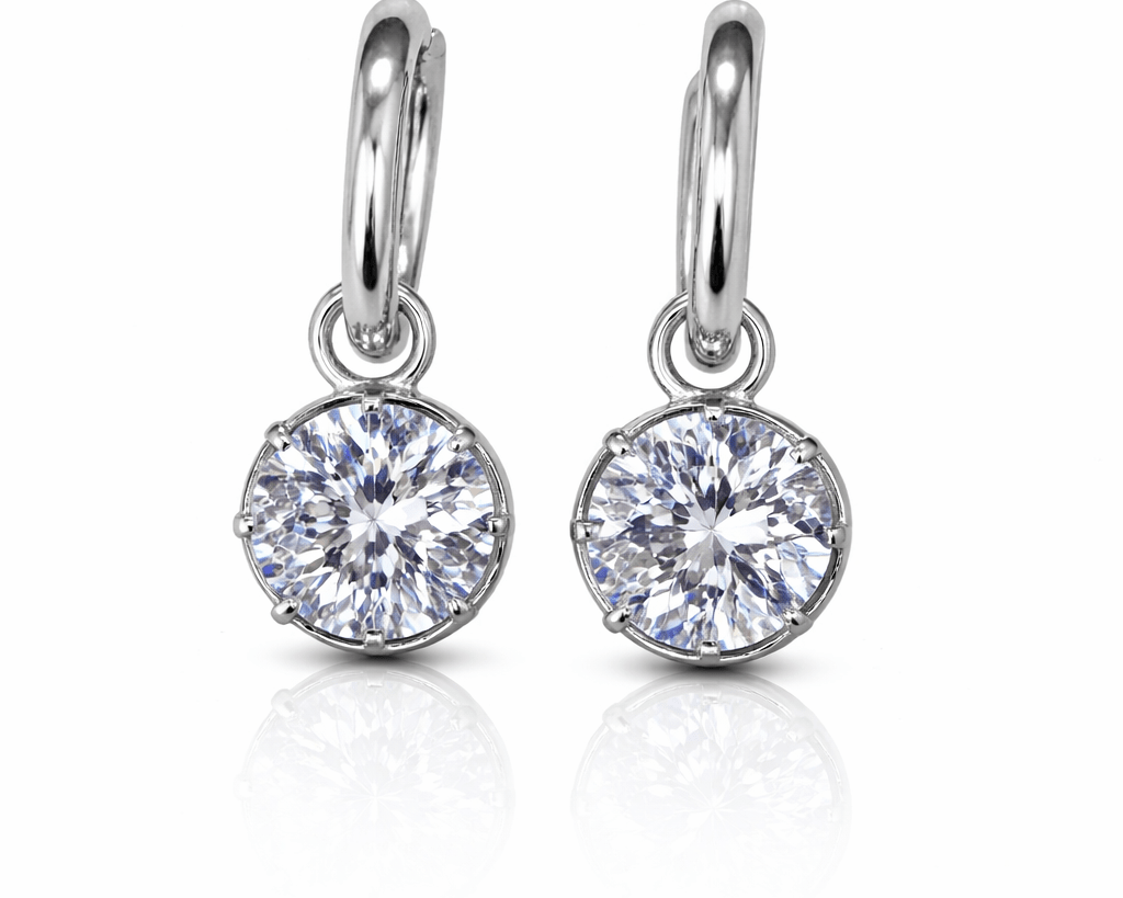 Valerie - Round Diamond Stud Huggie - NOA Jewels - 