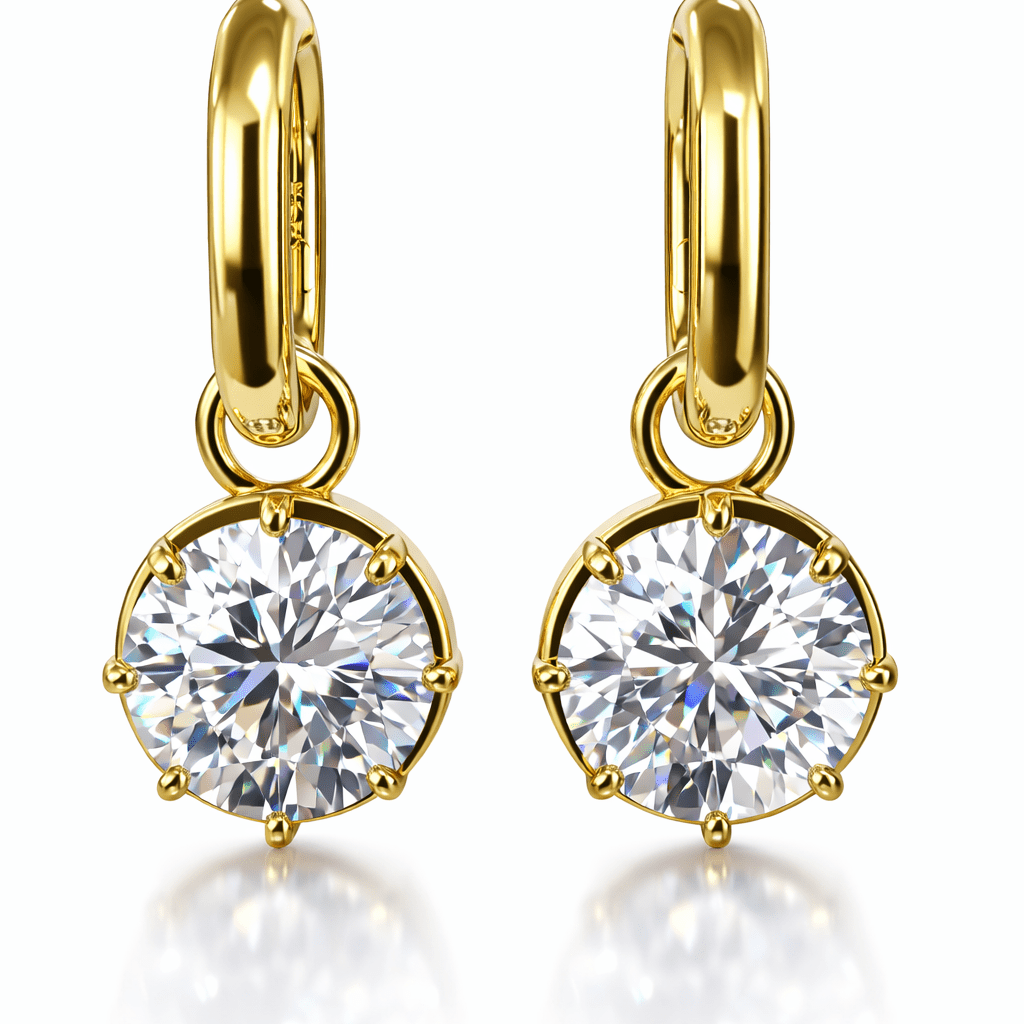 Valerie - Round Diamond Stud Huggie - NOA Jewels - 