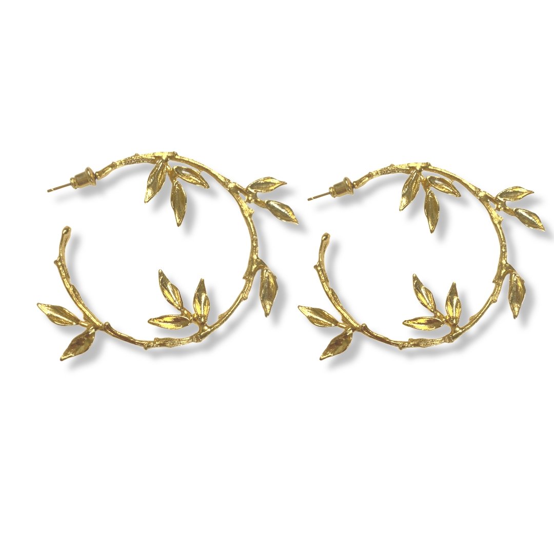 Athena- Gold Leaf Hoops - NOA - Earrings