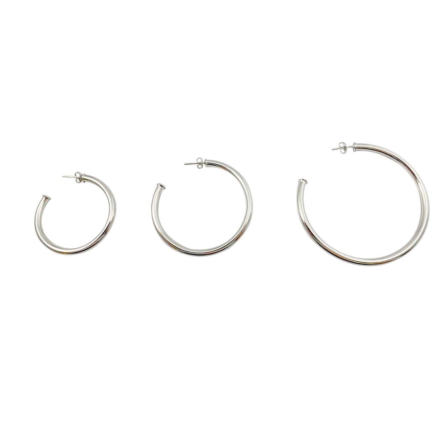 Celine 2.5 ” White Gold Hoops - NOA - Earrings