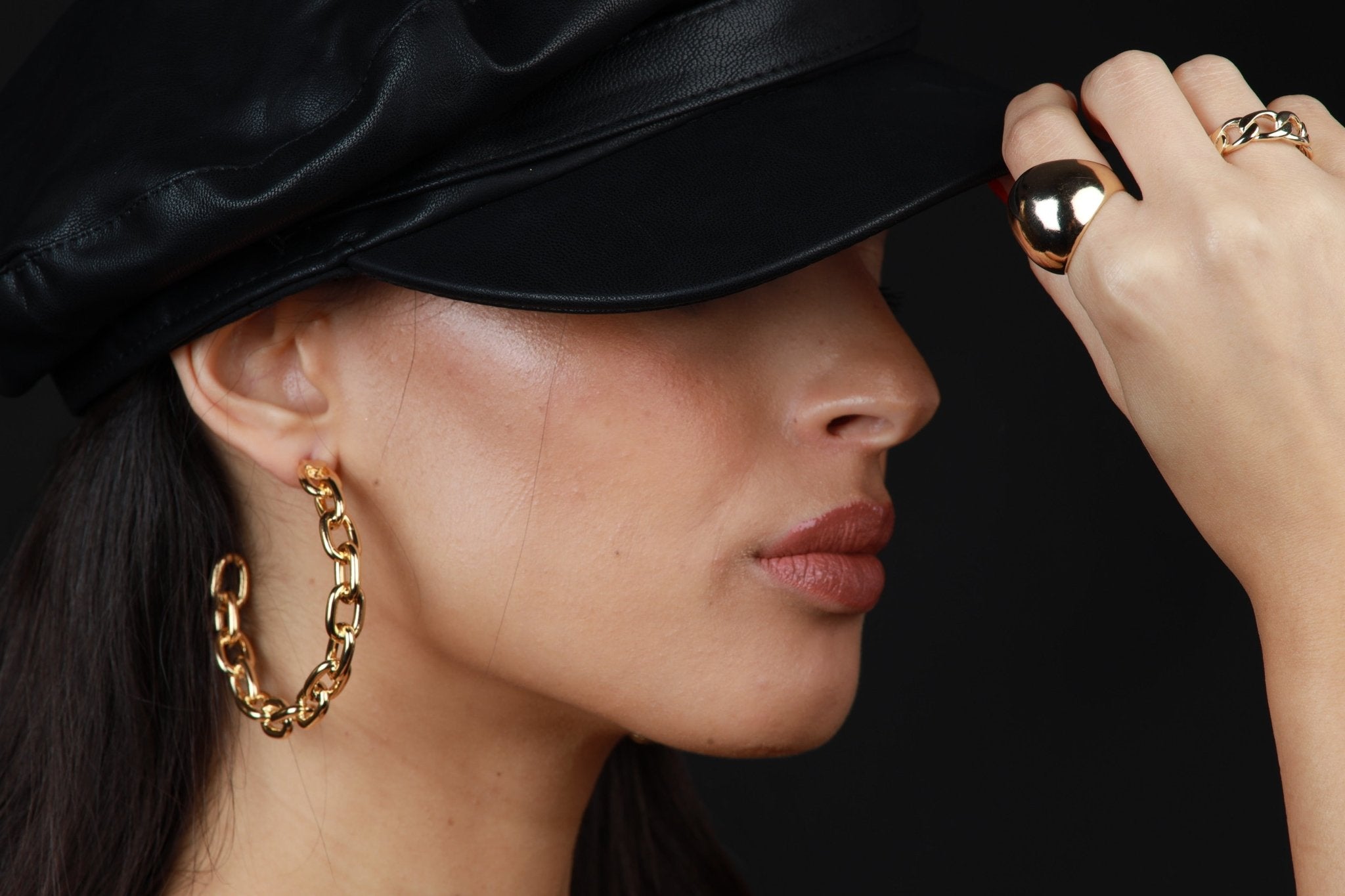 Chained Gold Hoops - NOA - Earrings