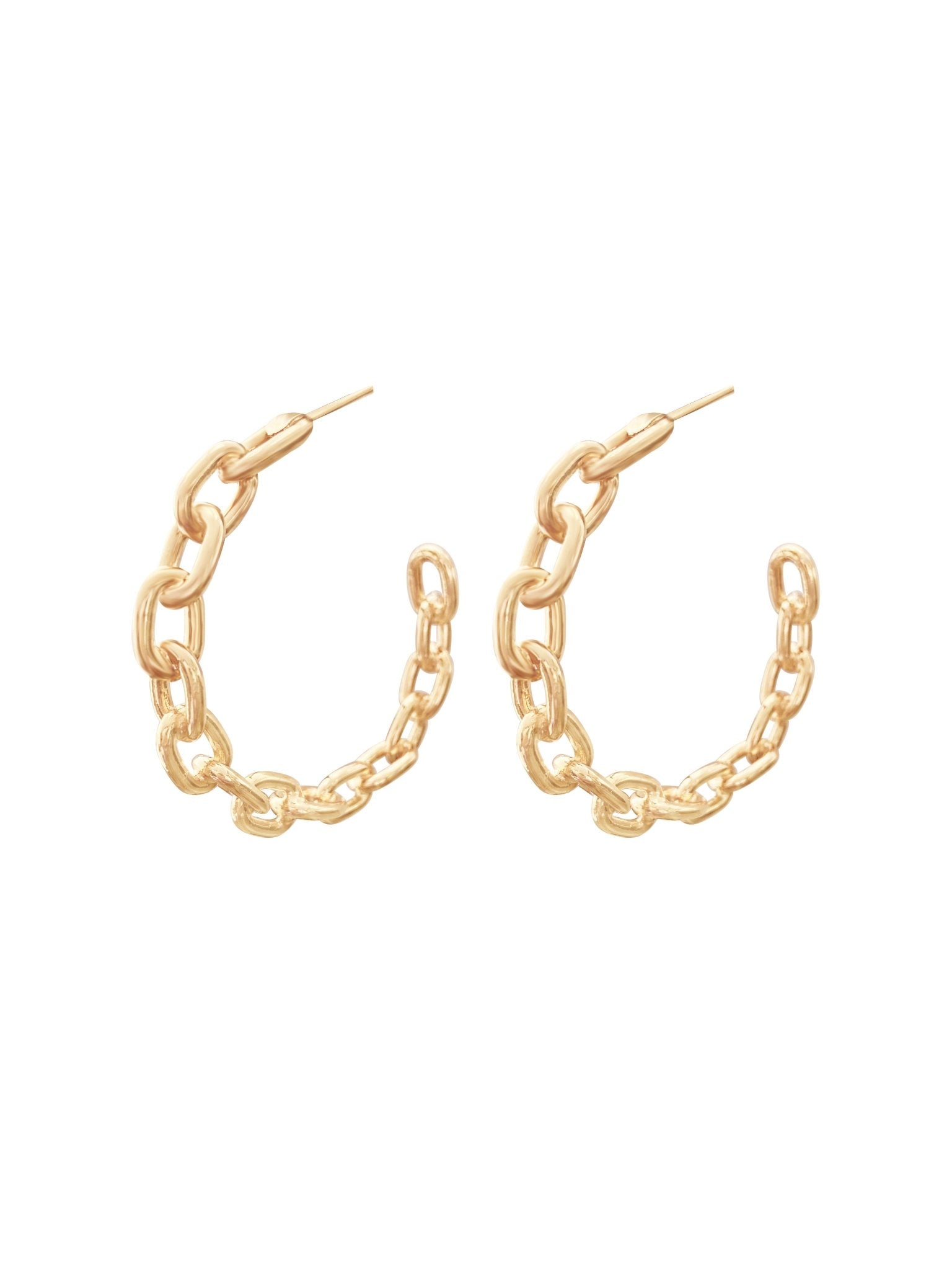 Chained Gold Hoops - NOA - Earrings
