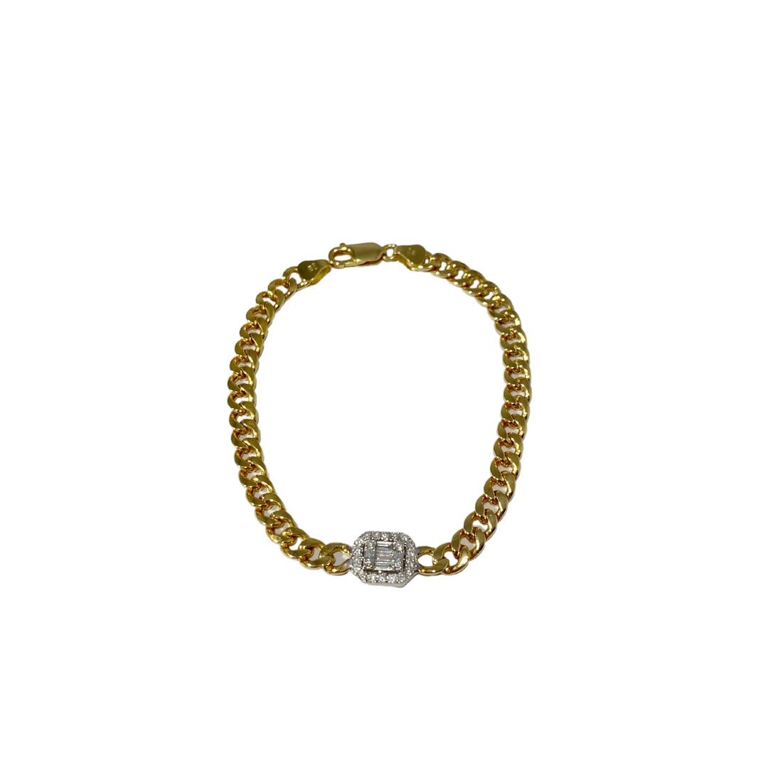 Cuban Link and Diamond Square Bracelet - NOA -