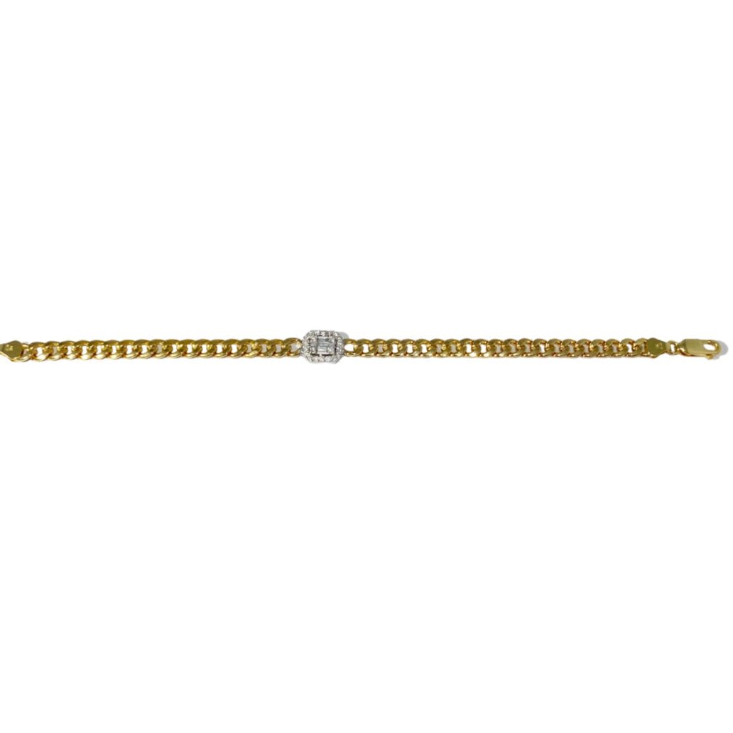 Cuban Link and Diamond Square Bracelet
