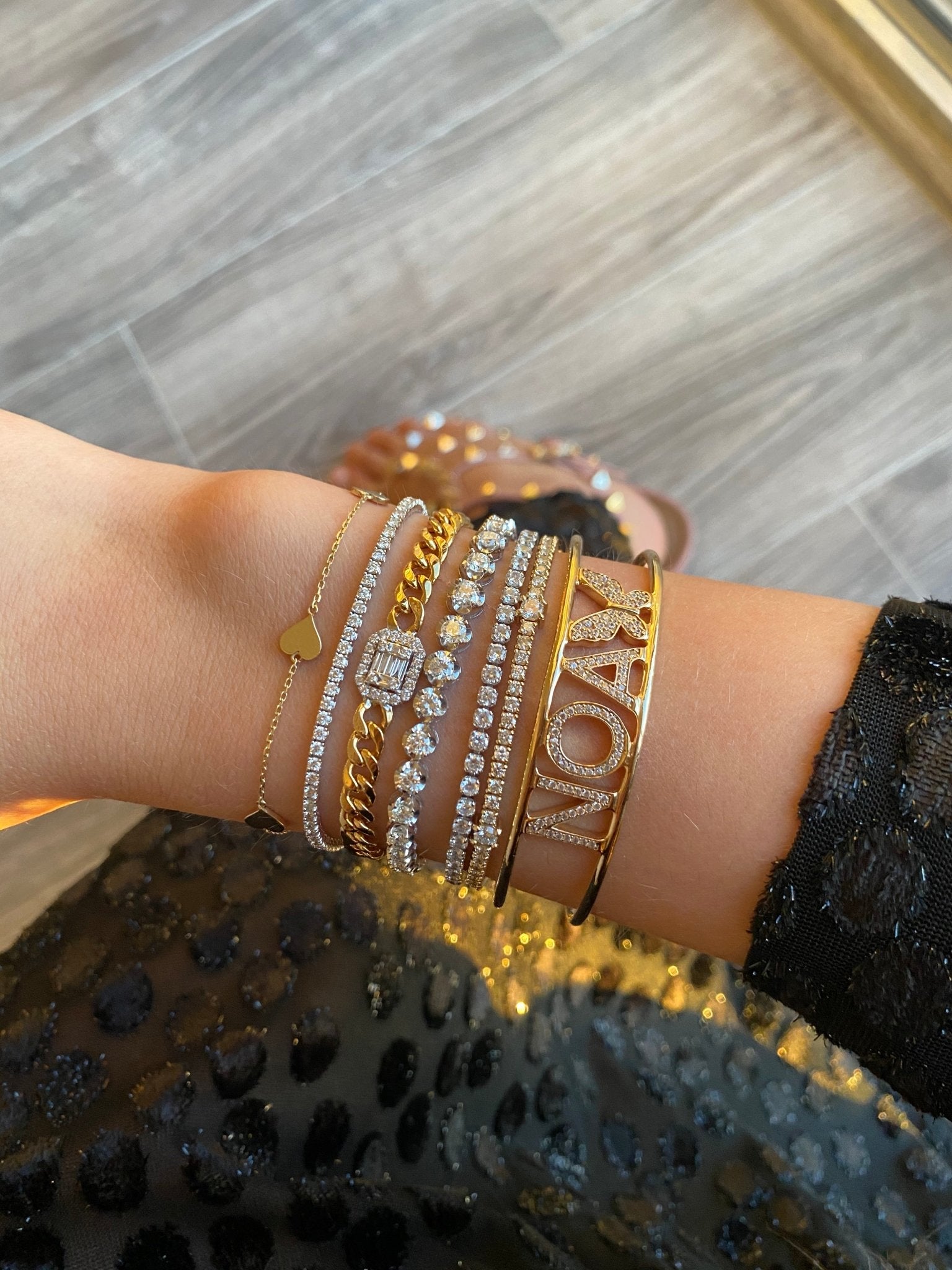 Cuban Link and Diamond Square Bracelet - NOA -