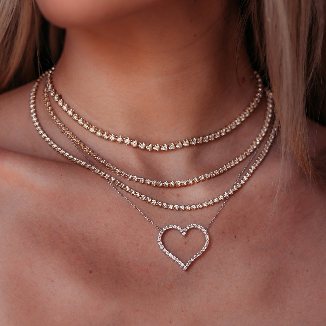 Diamond Tennis Necklace Paper Clip Chain - NOA -