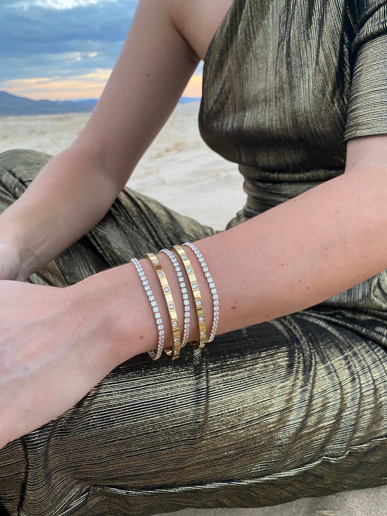 Eliza Solid Gold Tennis Bracelet - NOA -