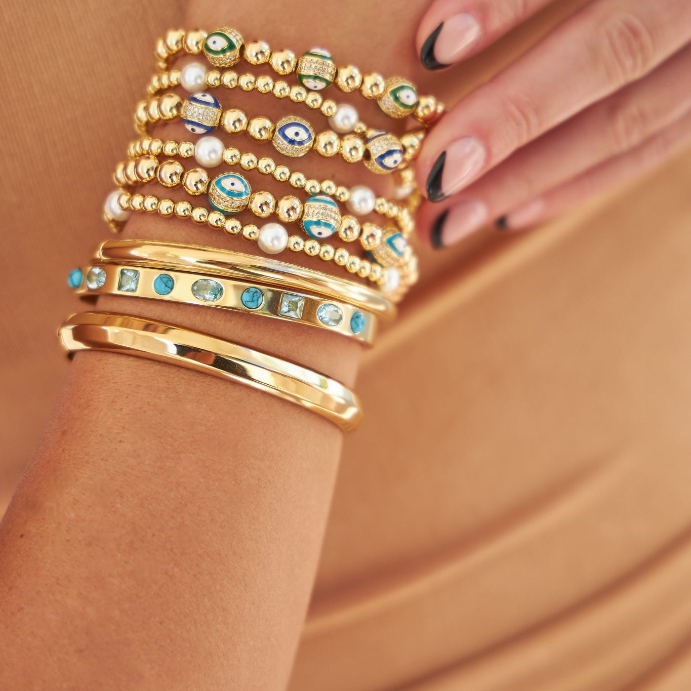 Evil Eye Gold Bead Bracelets - NOA -