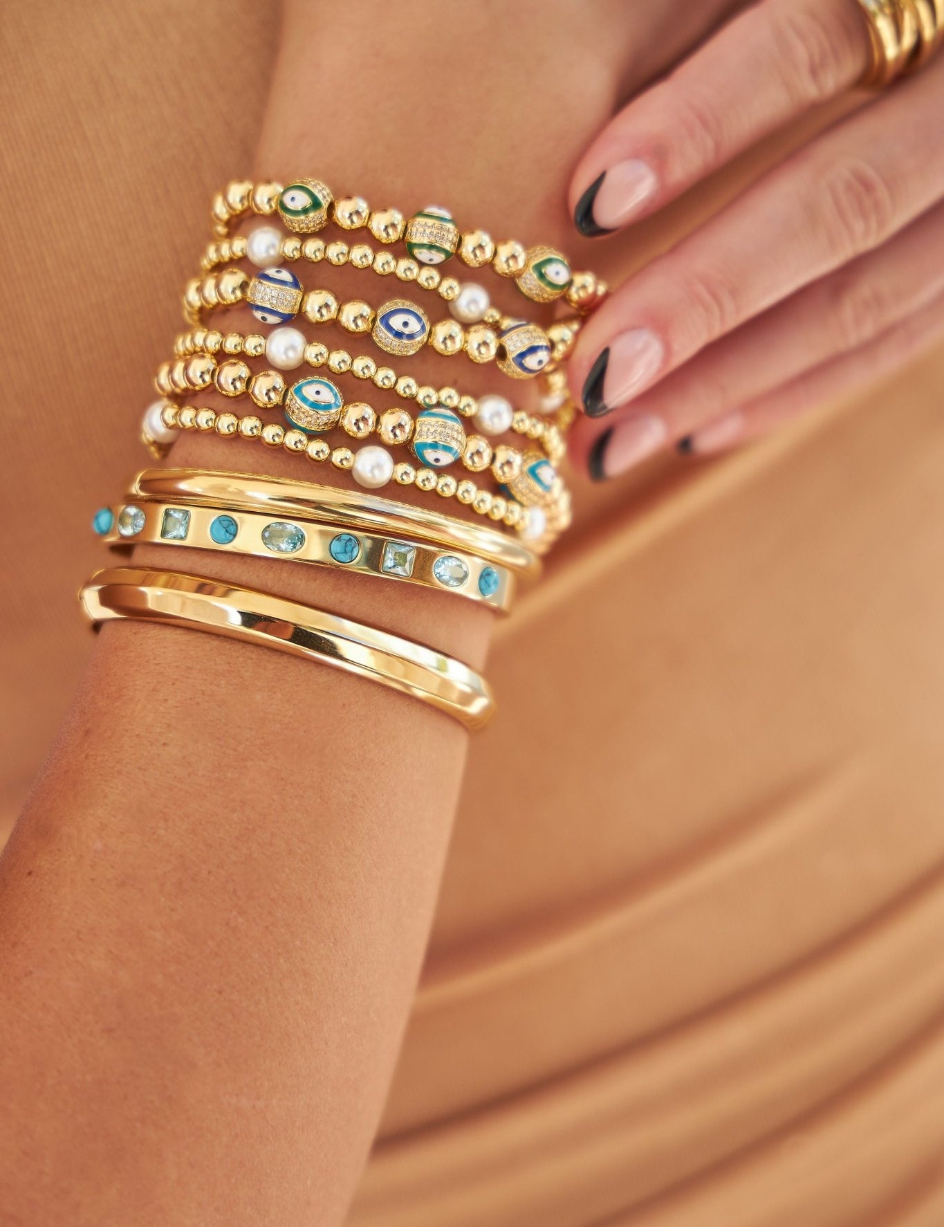 Evil Eye Gold Bead Bracelets - NOA -