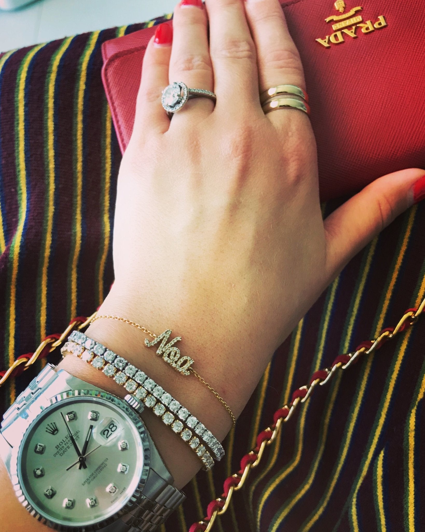 Gold and White Diamond Tennis - NOA - Bracelet