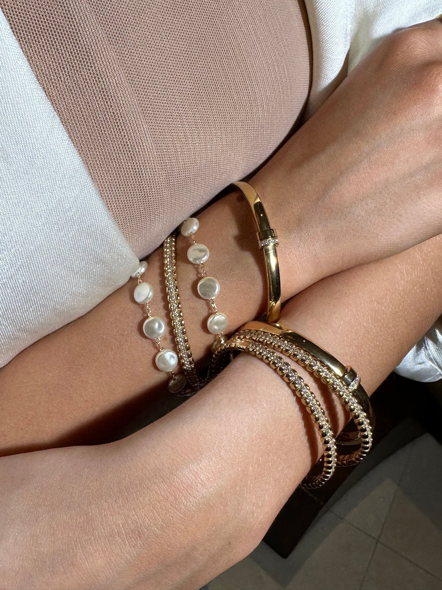 Gold Bar Diamond Bangle - NOA Jewels -