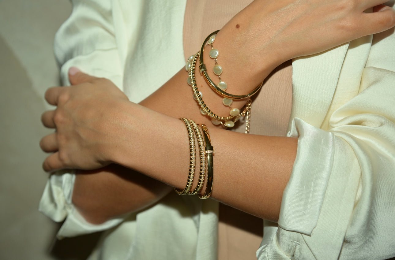 Gold Bar Diamond Bangle - NOA Jewels -