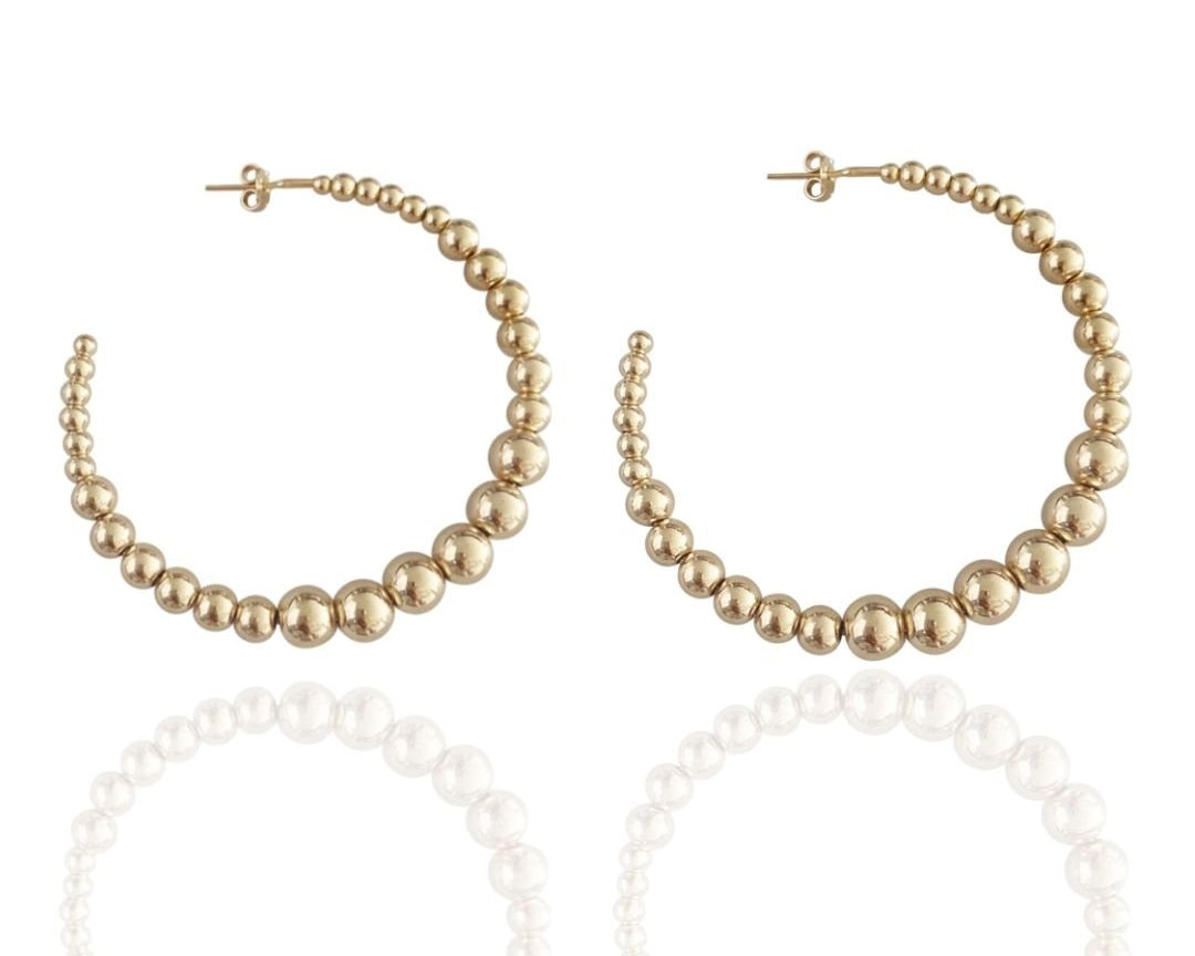 Gold Bead Hoops - NOA - Earrings hoops