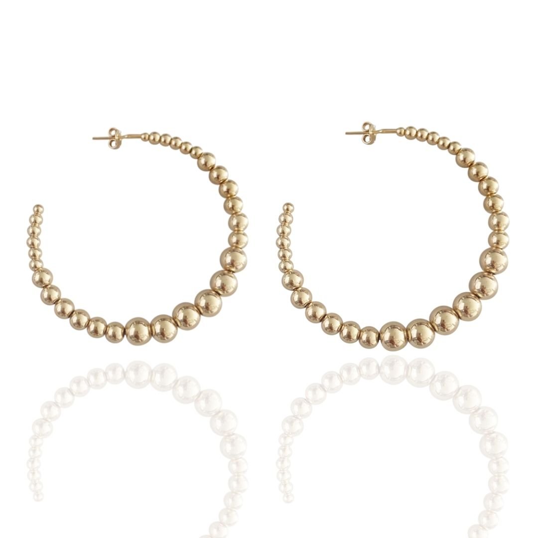 Gold Bead Hoops - NOA - Earrings hoops