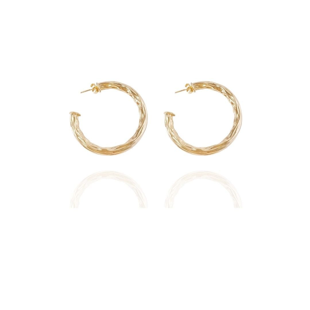 Hammered Gold hoops 1.75