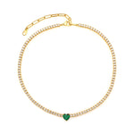 Heart Tennis Choker Emerald - NOA Jewels - Necklace