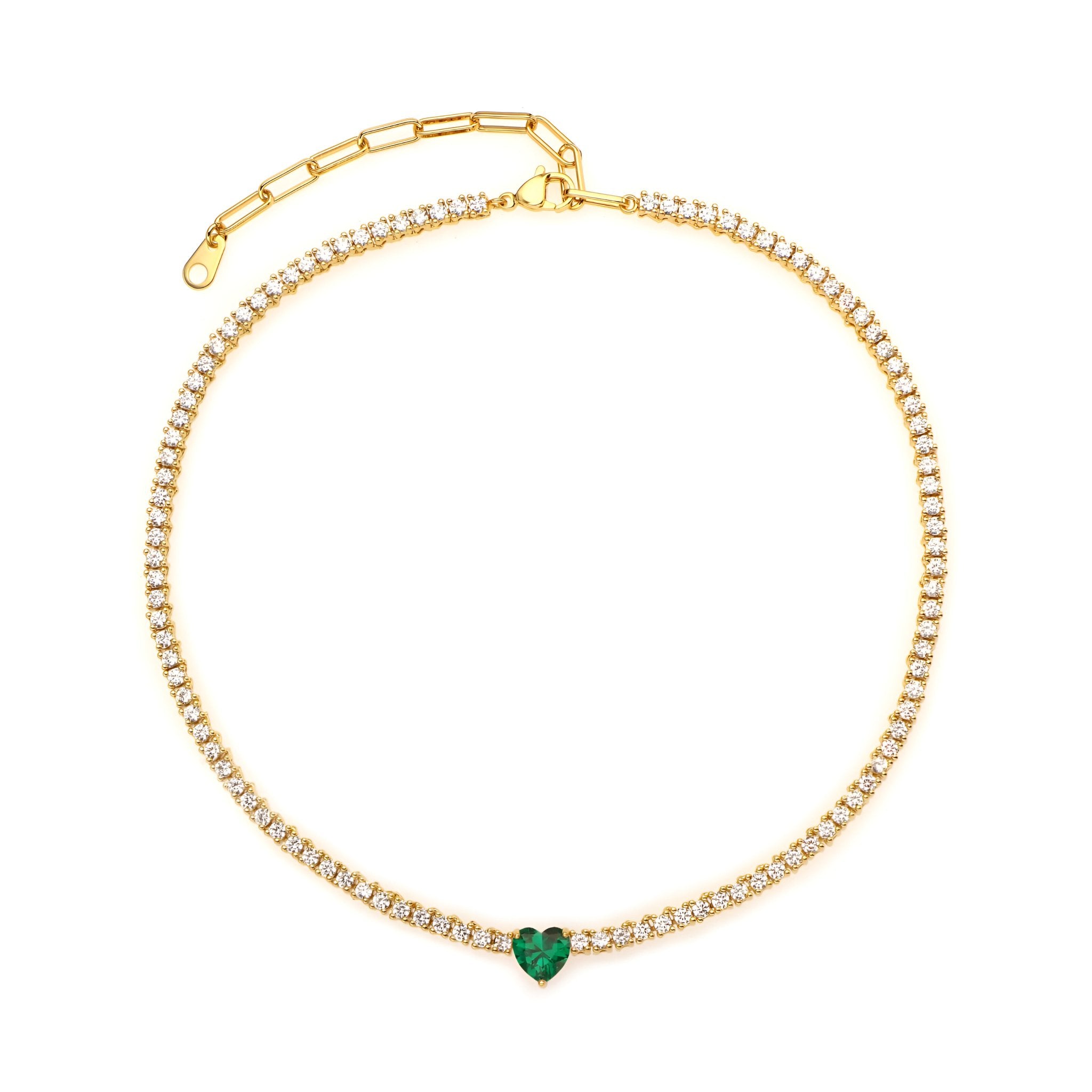 Heart Tennis Choker Emerald - NOA Jewels - Necklace