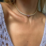 Heart Tennis Choker Pink Sapphire - NOA Jewels -